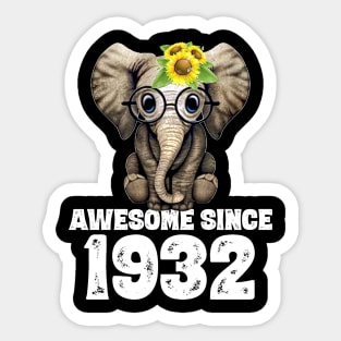 Awesome since 1932 88 Years Old Bday Gift 88th Birthday Sticker